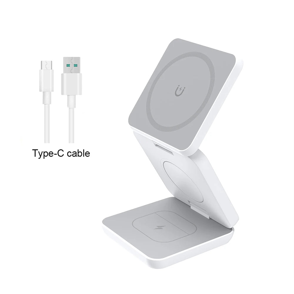 3 in 1 Wireless Charger for Iphone 16 15 Pro 14 13 12 Apple Watch Airpods Magsafe Iphone Charger Stand Fast Wireless Charging